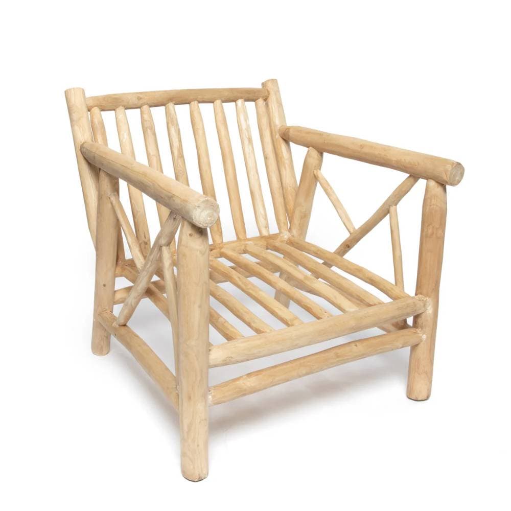 Ghế thư giãn gỗ teak tự nhiên rustic (Premium Rustic Natural Teak Armchair / Sun Lounger)