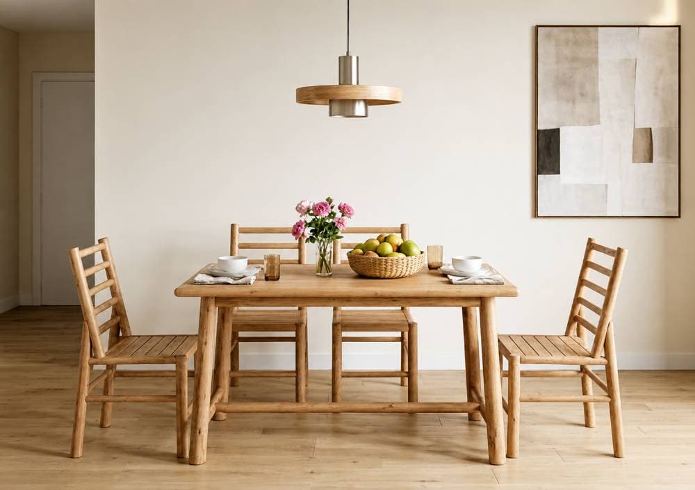Bộ Bàn Ghế Ăn Gỗ Bạch Đàn --- Eucalyptus Wood Dining Set
